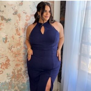 Lane Bryant Blue Halter Bodycon Dress Wedding Guest